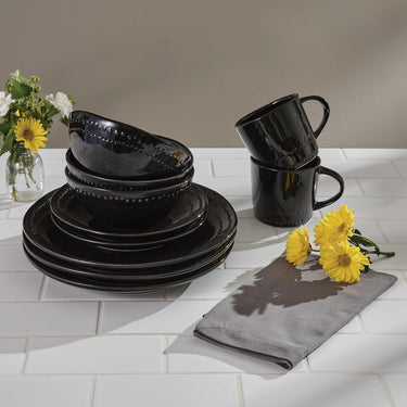 Peyton Dinner Plate - Black Set of 8 Park Designs - The Fox Decor